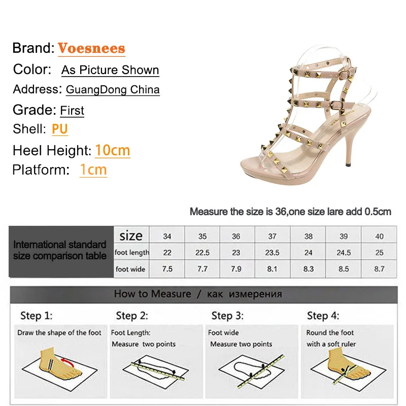 2023 Hot Sell Women Rivets Sandals Summer 10CM Stiletto Pumps Plus Size Fashion Wedding Shoes Cross Thin Band High Heels Black