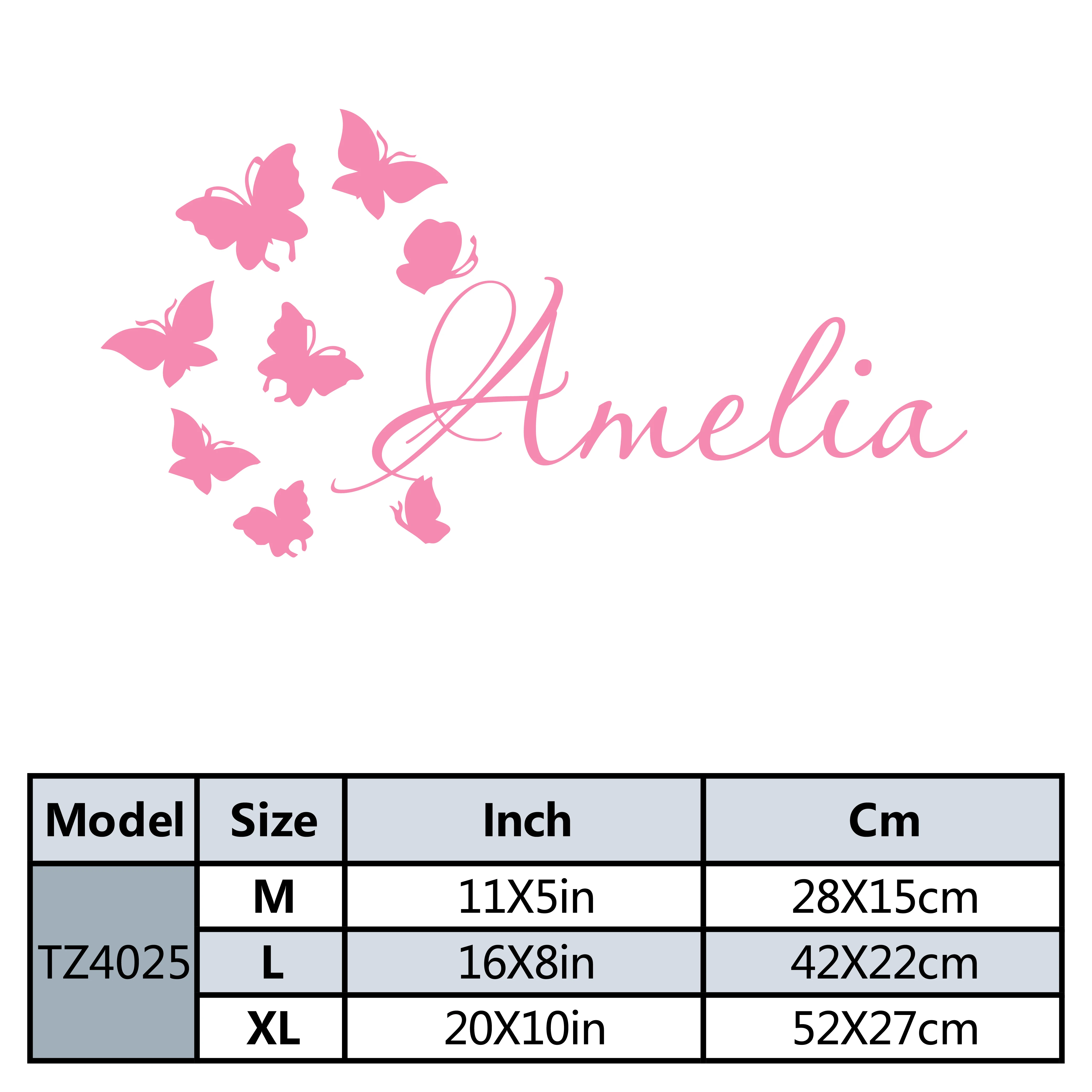 1pc Diy Personalize Custom Name Butterfly Decal Removable Vinyl Mural Poster For Hallway Wall Art MURAL