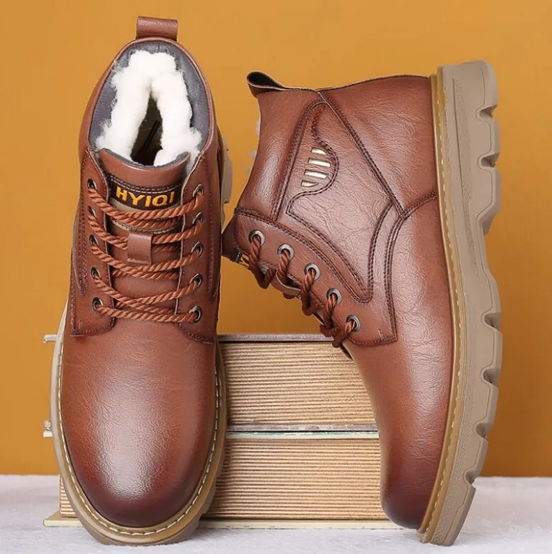 2023 Genuine Leather Snow Boots Wear-resistant Sole Man Boots Warm and Comfortable Winter Walking Warm Men Casual Boots