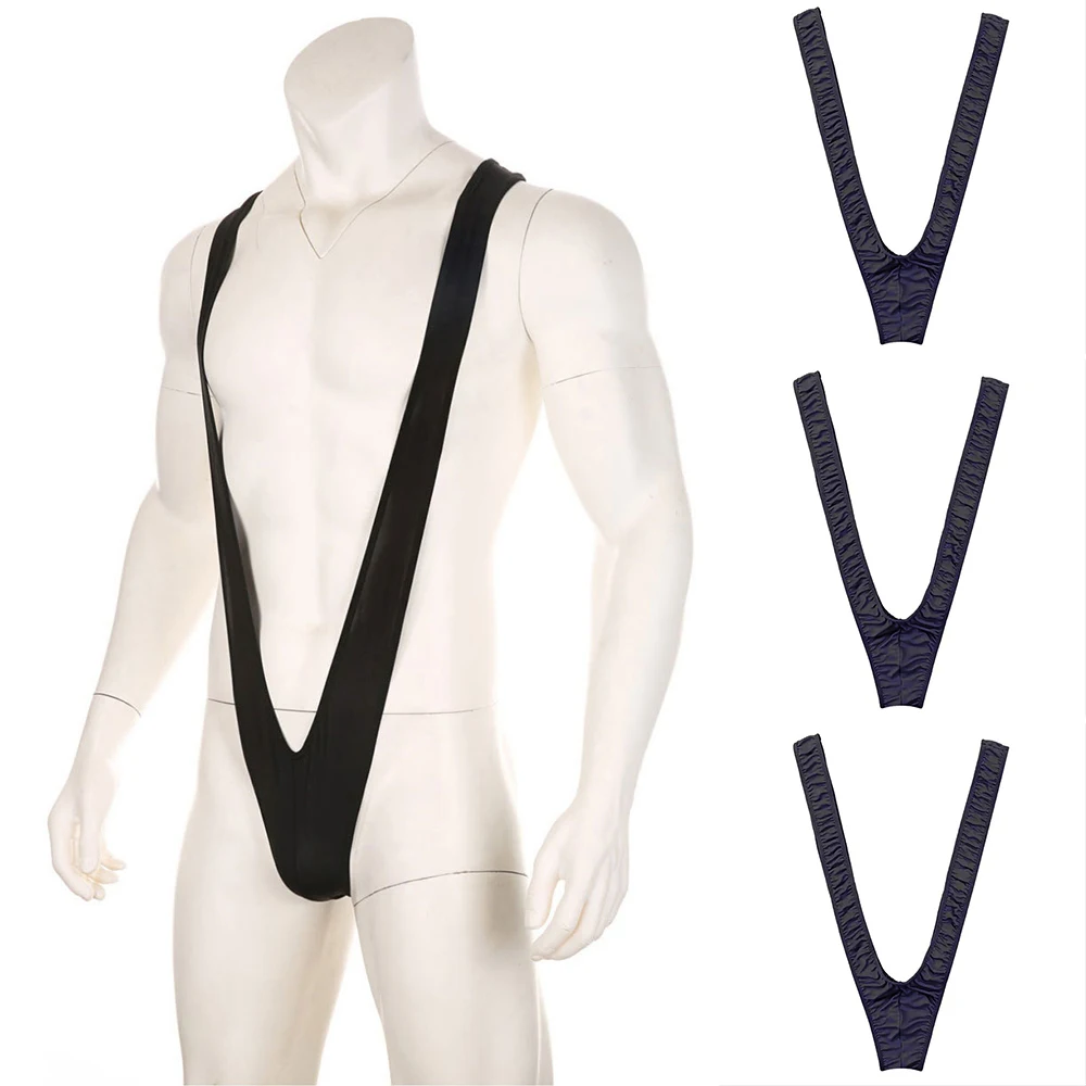 Calzoncillos de lencería, sujetadores, bragas, ropa interior calada, mono Sexy de LICRA de algodón negro para hombre