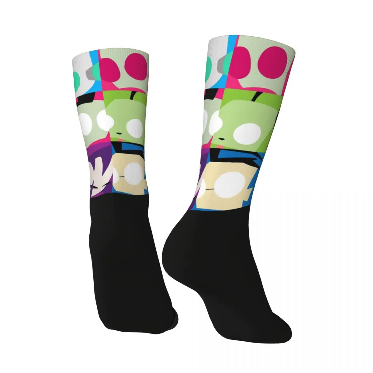 Funny Crazy Sock for Men Collection Hip Hop Vintage ZIM Invader ZIM Dib Membrane Happy Seamless Pattern Printed Boys Crew Sock