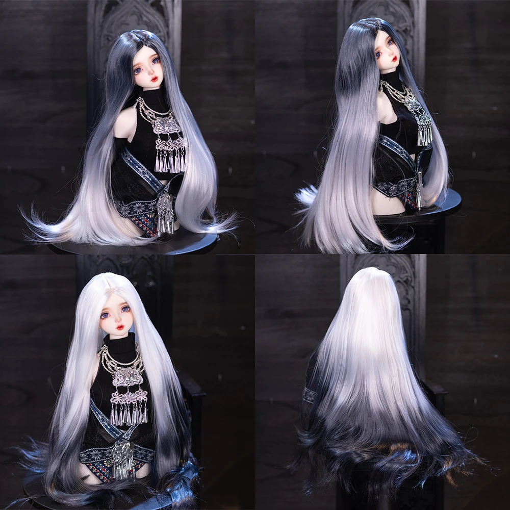 

BJD wig 1/3 1/4 1/6 BJD doll wig fashionable long hair straight hair BJD doll accessories BJD ink black and white Synthetic wig