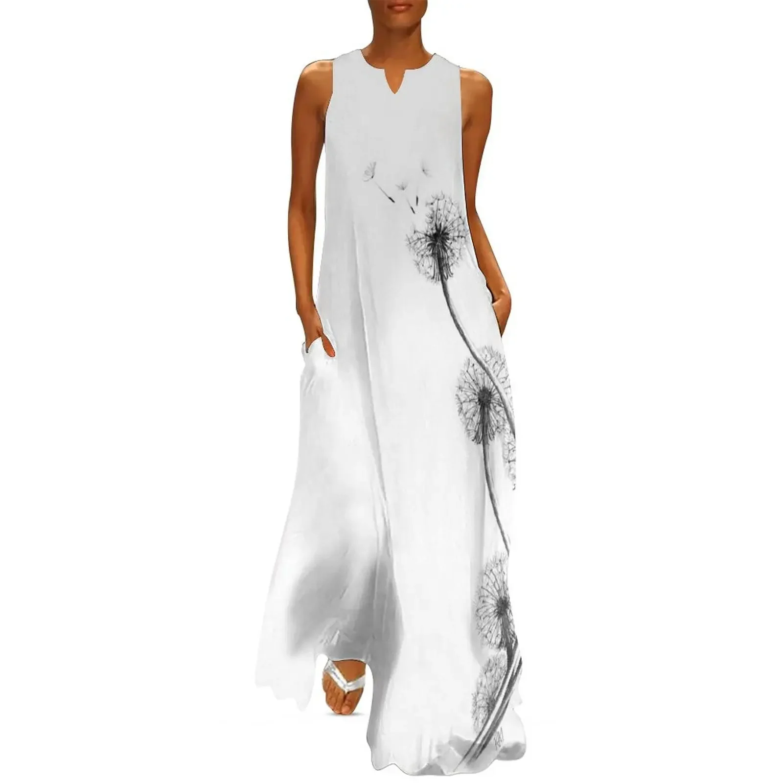 

detailed drawing of dandelion clocks Long Dress african dresses for woman dresses with long sleeves women clothes Dress