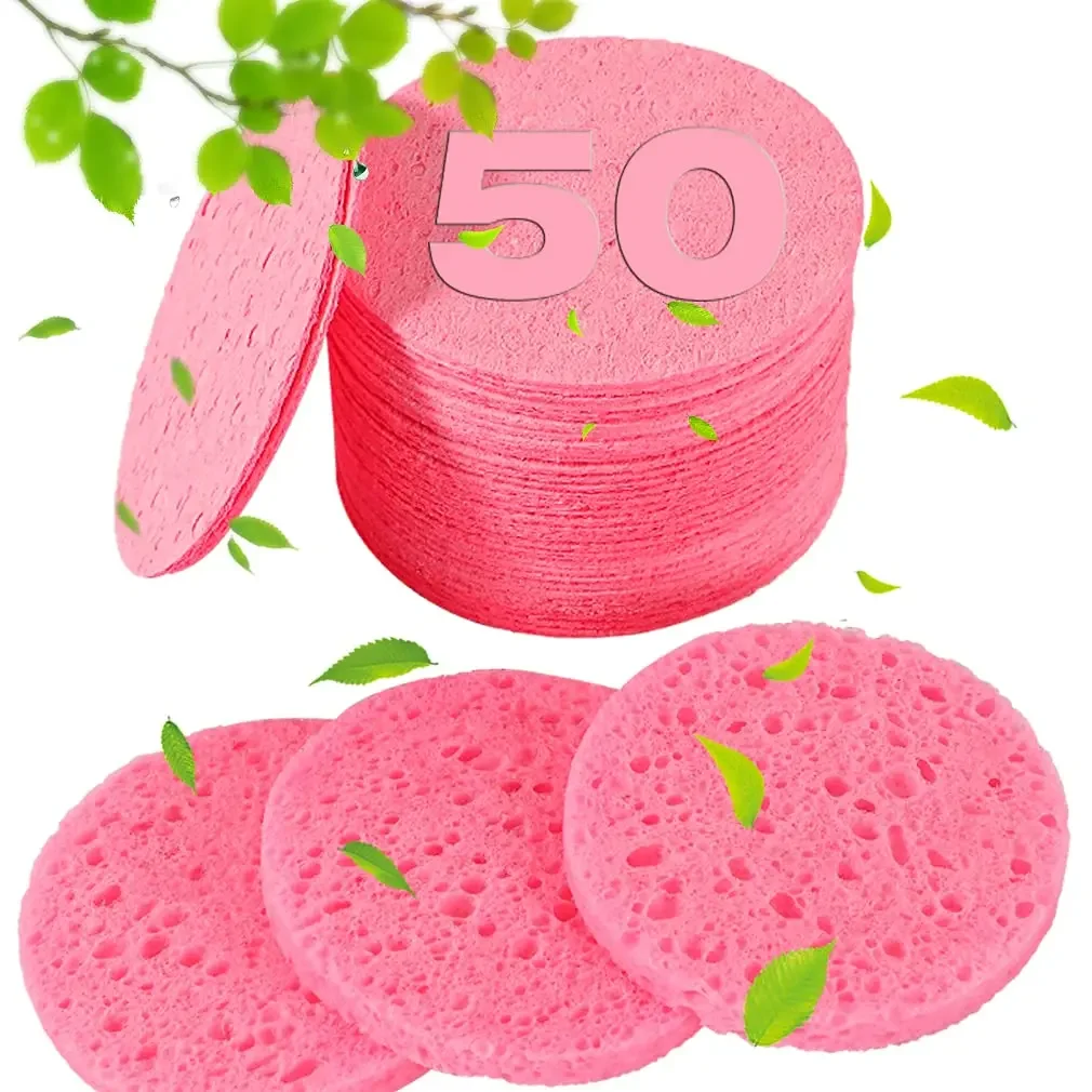 50-100 pièces compresser visage lavage bouffée pâte de bois naturelle éponge visage lavage bouffée moussant visage bouffée cosmétique bouffée visage nettoyage éponge