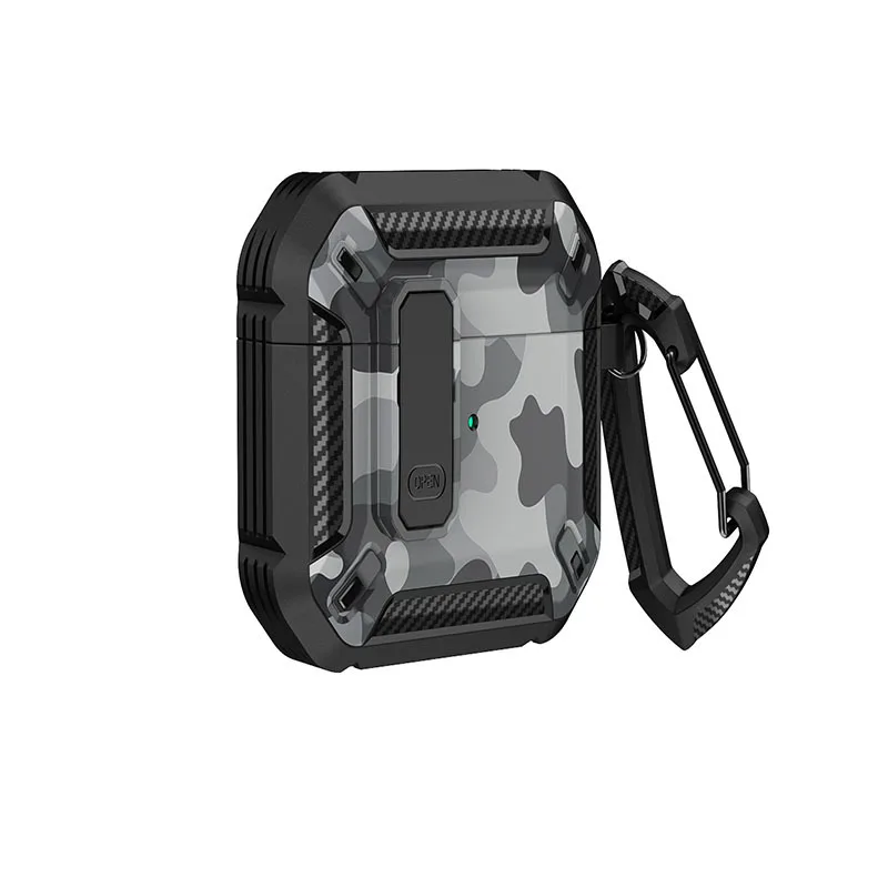 安全なロックカバー AirPods1/2/3 ケースハードシェルケース AirPods プロ/プロ 2 ヘッドフォン Coque フック付き