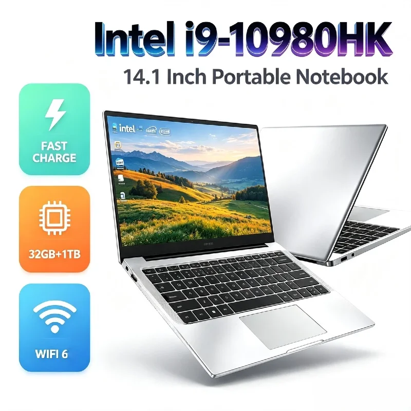 Intel Core i9 10980HK 14.1 Inch Pro Gaming Laptop 8C 16T 2.4GHz 5.3GHz Boost 16MB Cache 45W 32GB RAM 2TB SSD Office