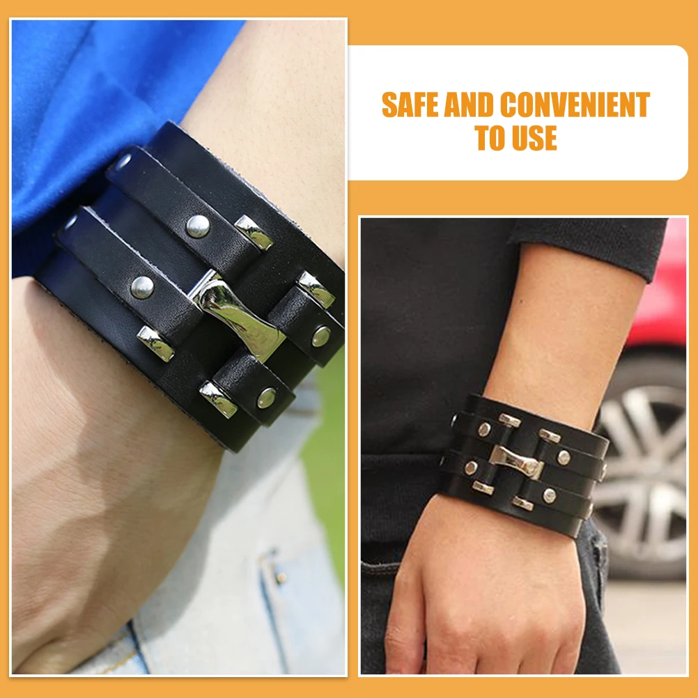 Men Bracelet Vintage Punk Style Wrist Band Fashionable Retro Wristwear Comfortable Fit for Daily Wear Unisex Gift Idea