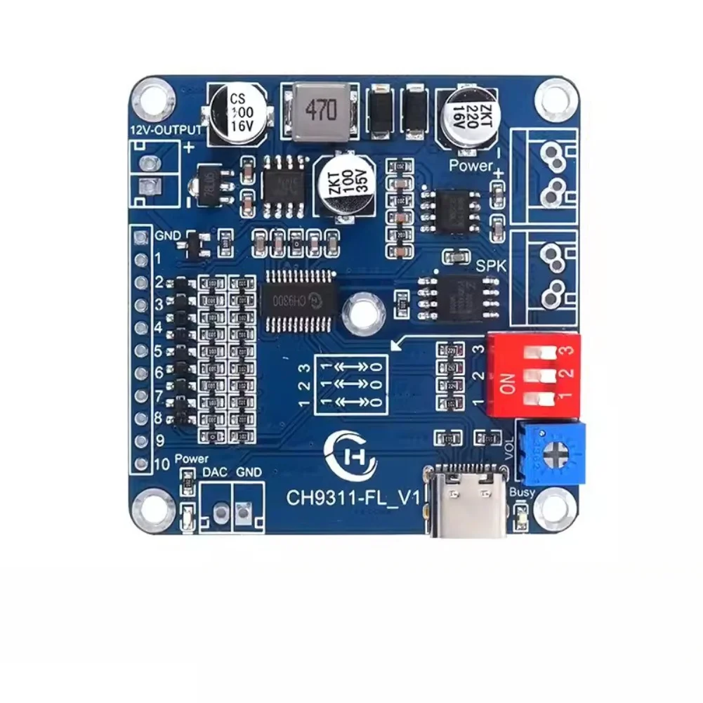 20W Audio Playback Board 8MB Voice Module With 10 Trigger Ports USB-Programmable Music Player 12V Control Audio Module Tool