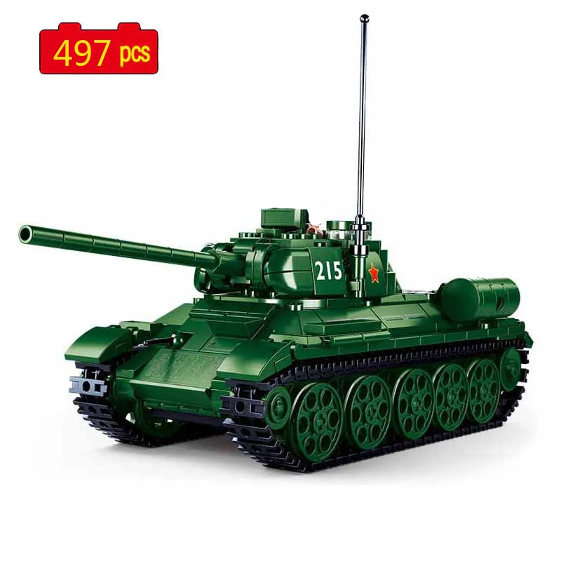 

Military Series WWII Soviet T34/85 Medium Tank Soldier Weapon Accessories DIY Model Building Blocks Bricks Toys Gifts