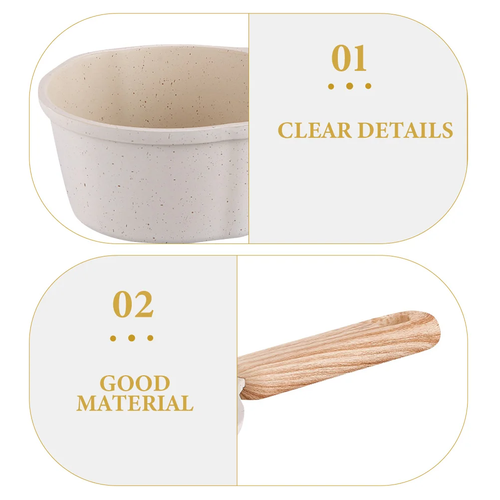 

Thickened Milk Pot Aluminum Alloy Wood Handle Oil Butter Melting Pan Small Sauce Pot For Kitchen Coffee Oil Boil Spout Scale