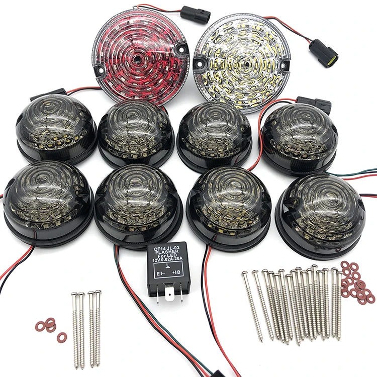 10 stks Gerookte Mistachterlicht Achteruitrijlicht Compleet LED Lamp Upgrade Kit 7 "led koplamp Voor Land Rover Defender 1990-2016