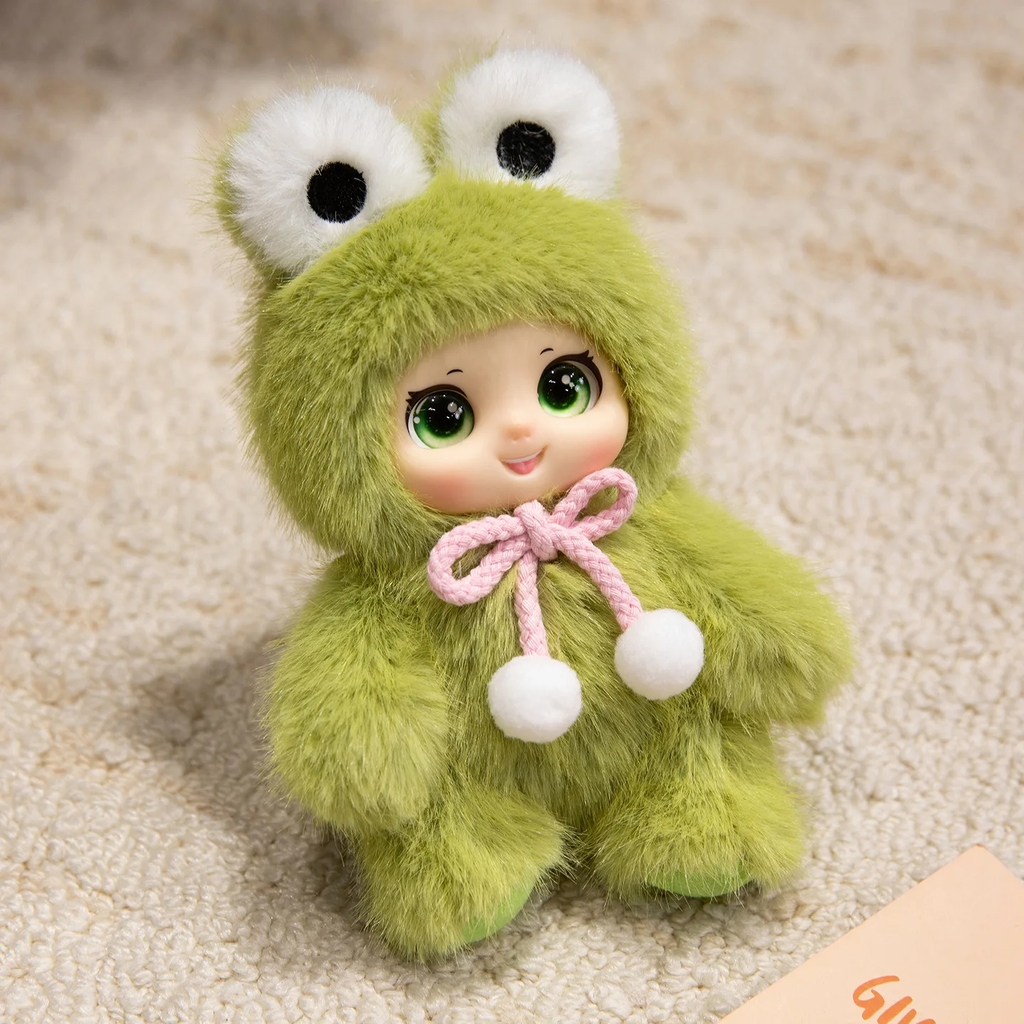 Cute family vinyl doll cute bear sheep rabbit frog plush pendant bag cute little doll treasure