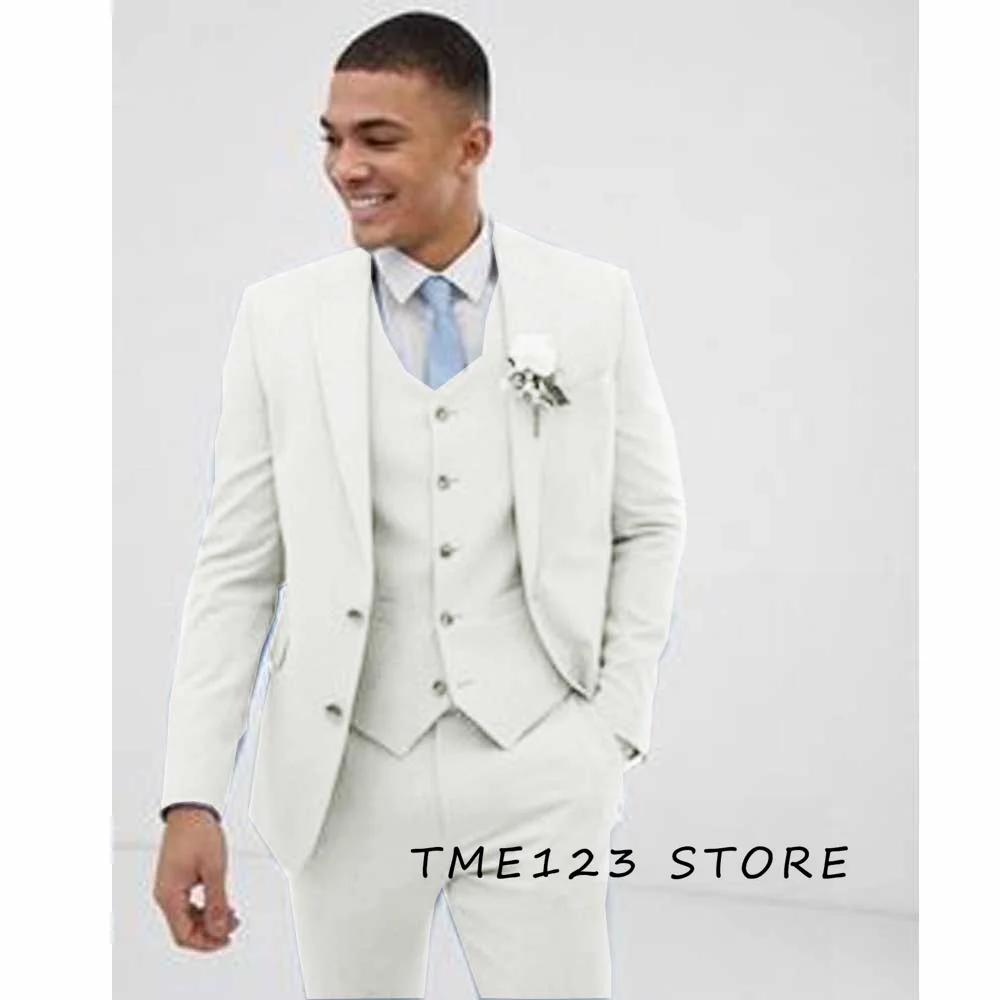 Men's Solid Color Business Casual Three-piece Suit Mens Formal Wear Man Luxury Clothing Pant Sets Full Elegant Suits Male Ternos