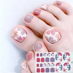 22Tips/Sheet Nail Sticker Adhesive Toenail Art Polish Tips French Glitter Sequins Nail Wraps Strips Easy Toenail Sticker
