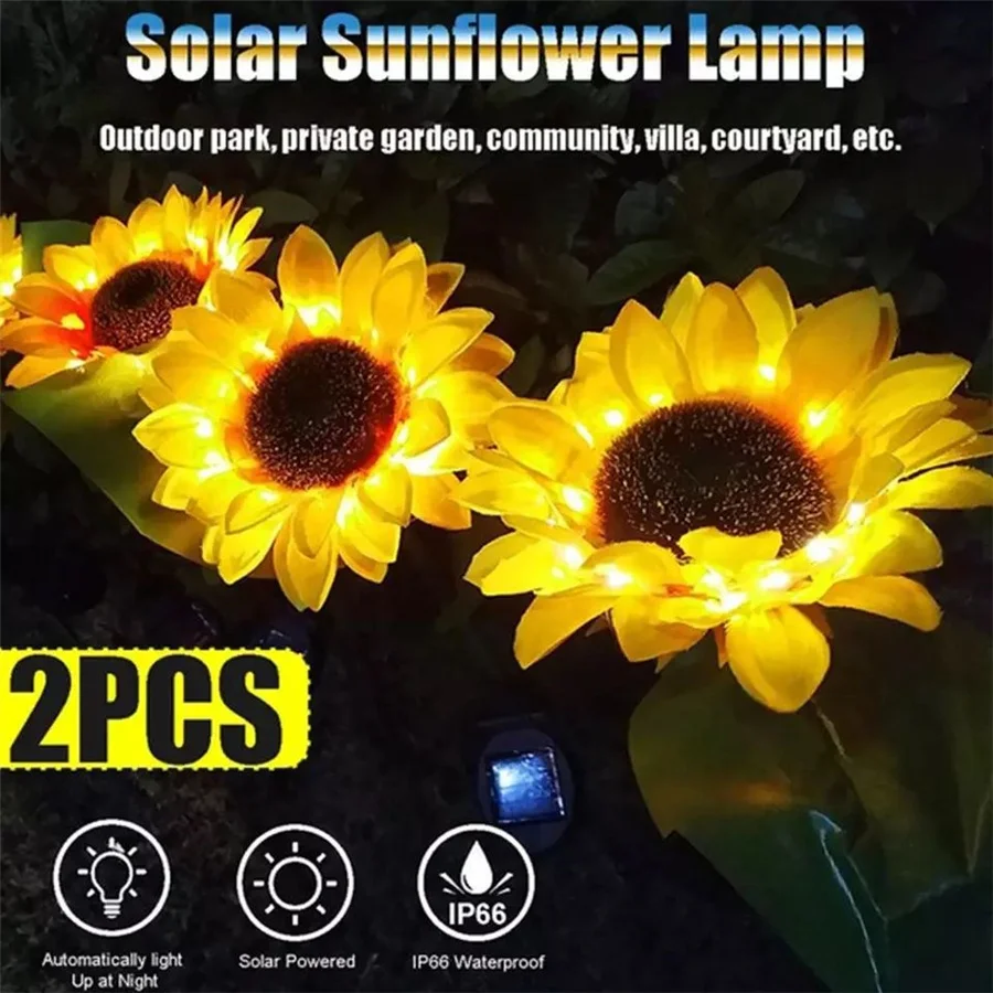 

20LED Solar Sunflower Flowers Light Outdoor Garden Landscape Yard Patio Lights Decoration Waterproof Solar Powered Lawn Lamps