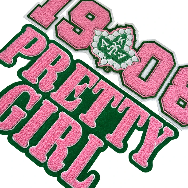 Pretty Girl 1908 numero Patch, rosa e verde, AKA Sorority , Alpha Kappa Alpha Ivy ciniglia Patch Patch di ferro per ragazze