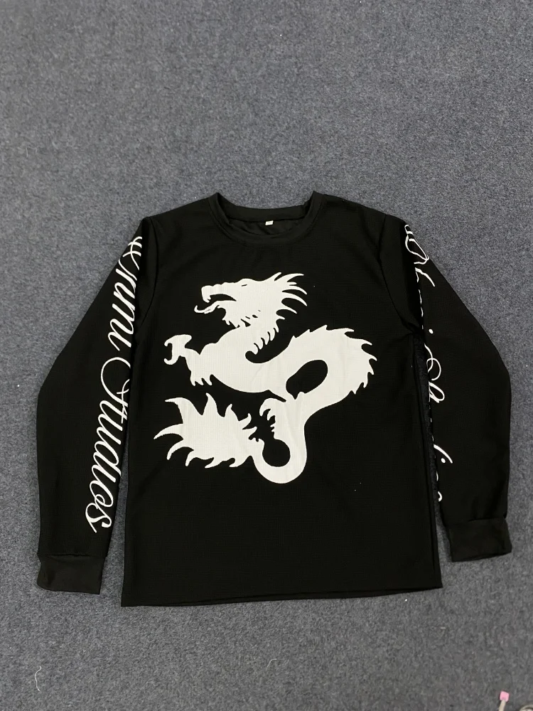 Y2k inspirado oversized manga longa t camisa retro paleta de cores elegante ins moda moletom estético na moda casual wear