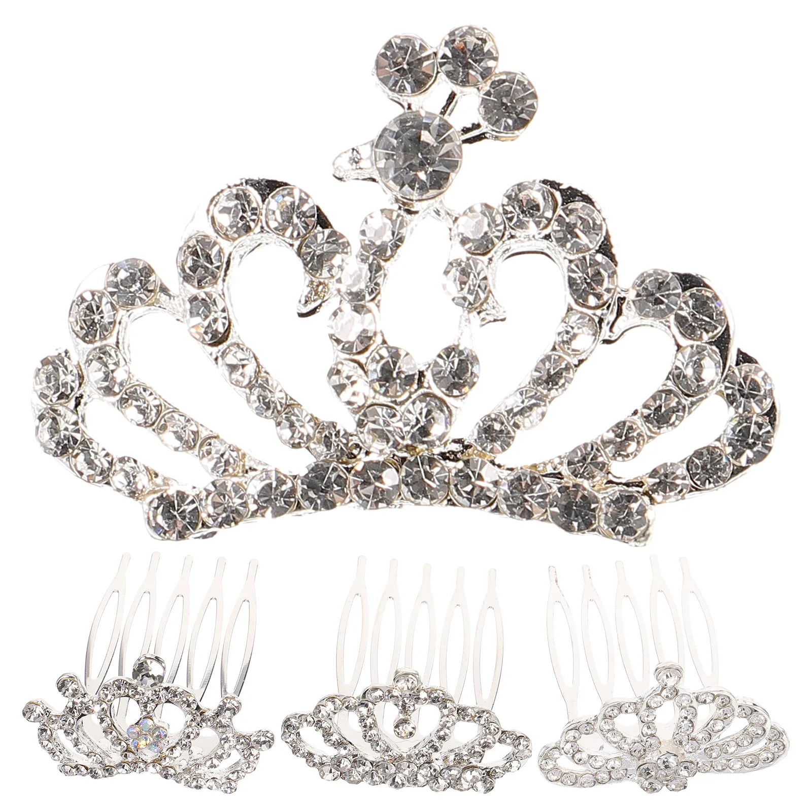 

Набор из 4 миниатюрных корон-тиар для девочек со стразами и надежным креплением-гребнем, идеально подходят для дня рождения, свадебной церемонии и повседневного ношения