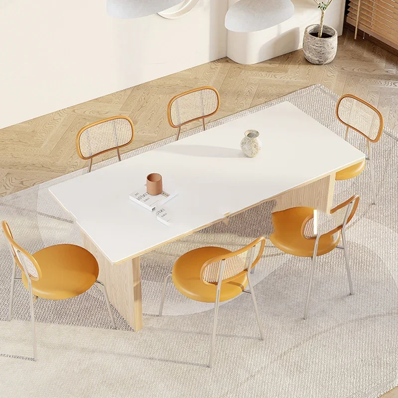 

Minimalist Nordic Dining Table White Modern Rectangle Wooden Dining Table Japanese Luxury Mesa Plegable Kitchen Furniture