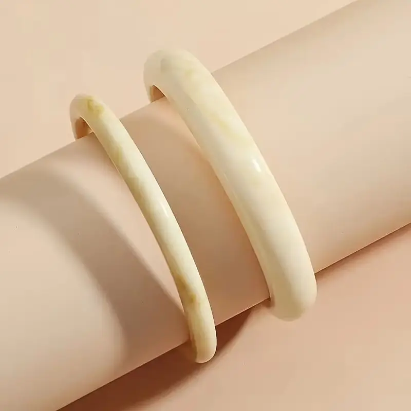 2pcs Retro Brown Resin Bangles Acrylic Marble Bracelet For Women Fashion Party Jewelry Gifts