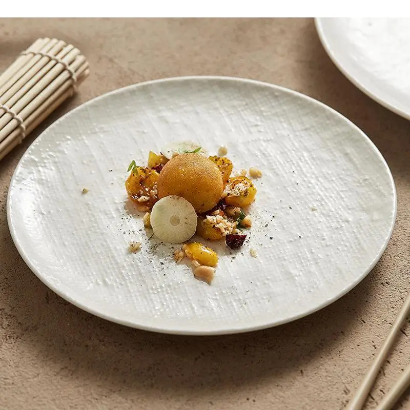 Feature Ceramic Dinner Plates Cooking Dishes Restaurant Round Solid Color Tableware Snack Dessert Dish Simple Pasta Steak Plate