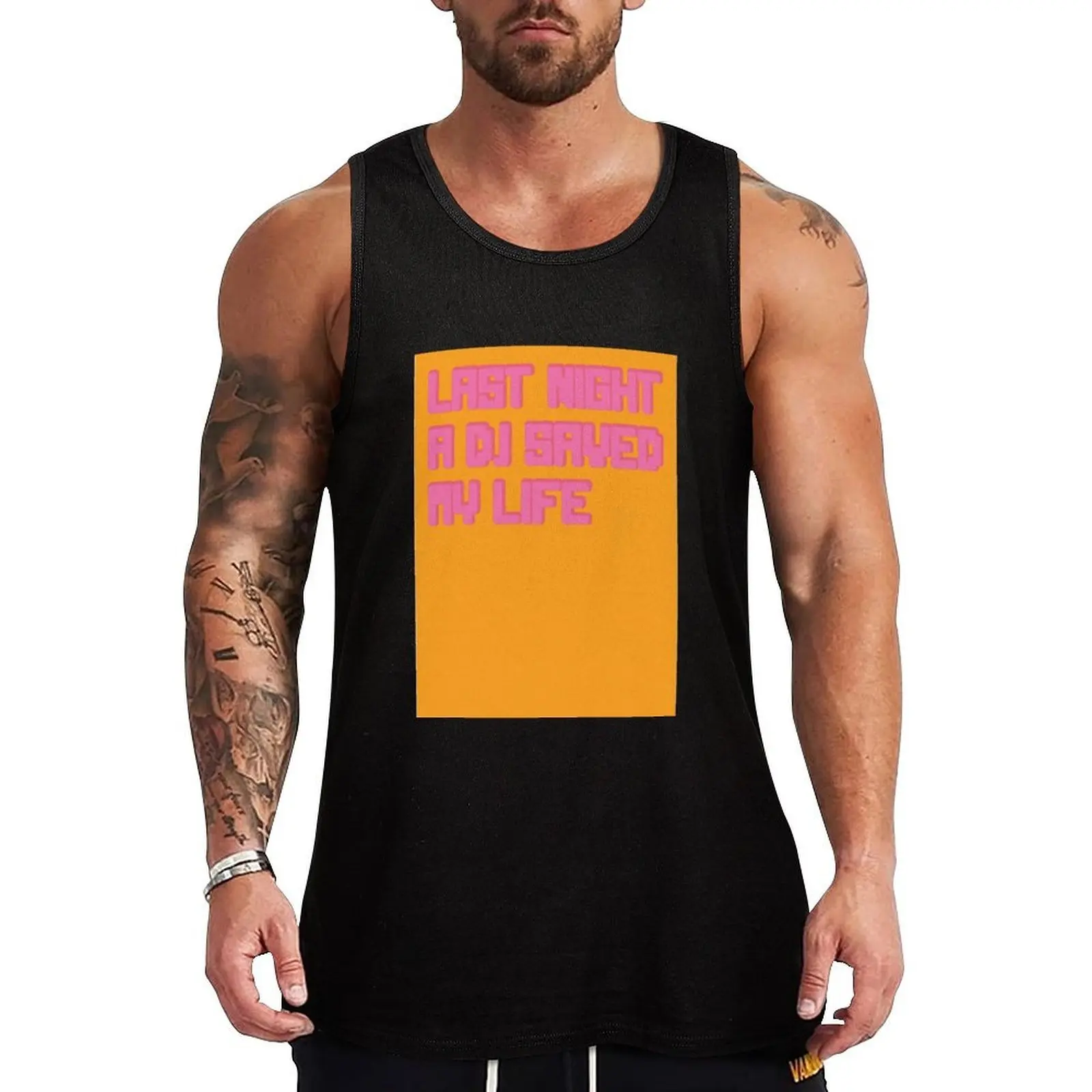 last night a dj saved my life orange Tank Top Beach Casual Tank Top Sleeveless Loose Fit Vacation