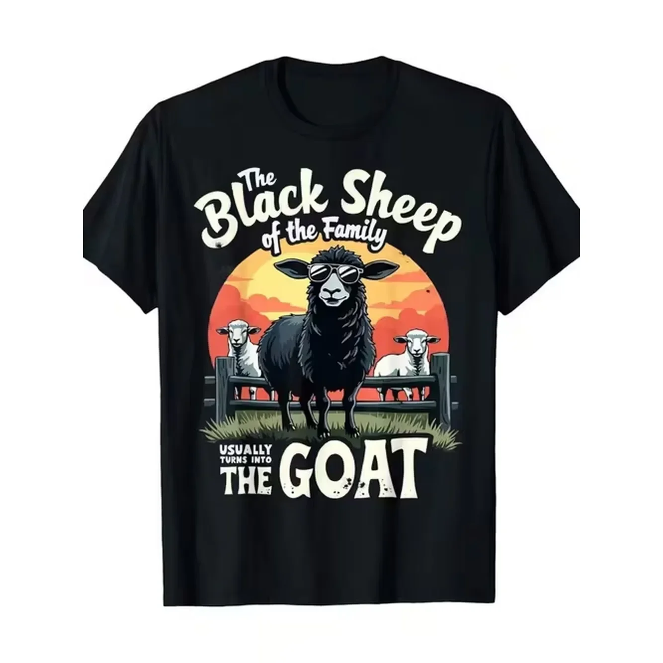 Plus Size Printed T Shirt Goat Pattern T Shirt Casual Round Neck T Shirt Machine Washable For Teenager