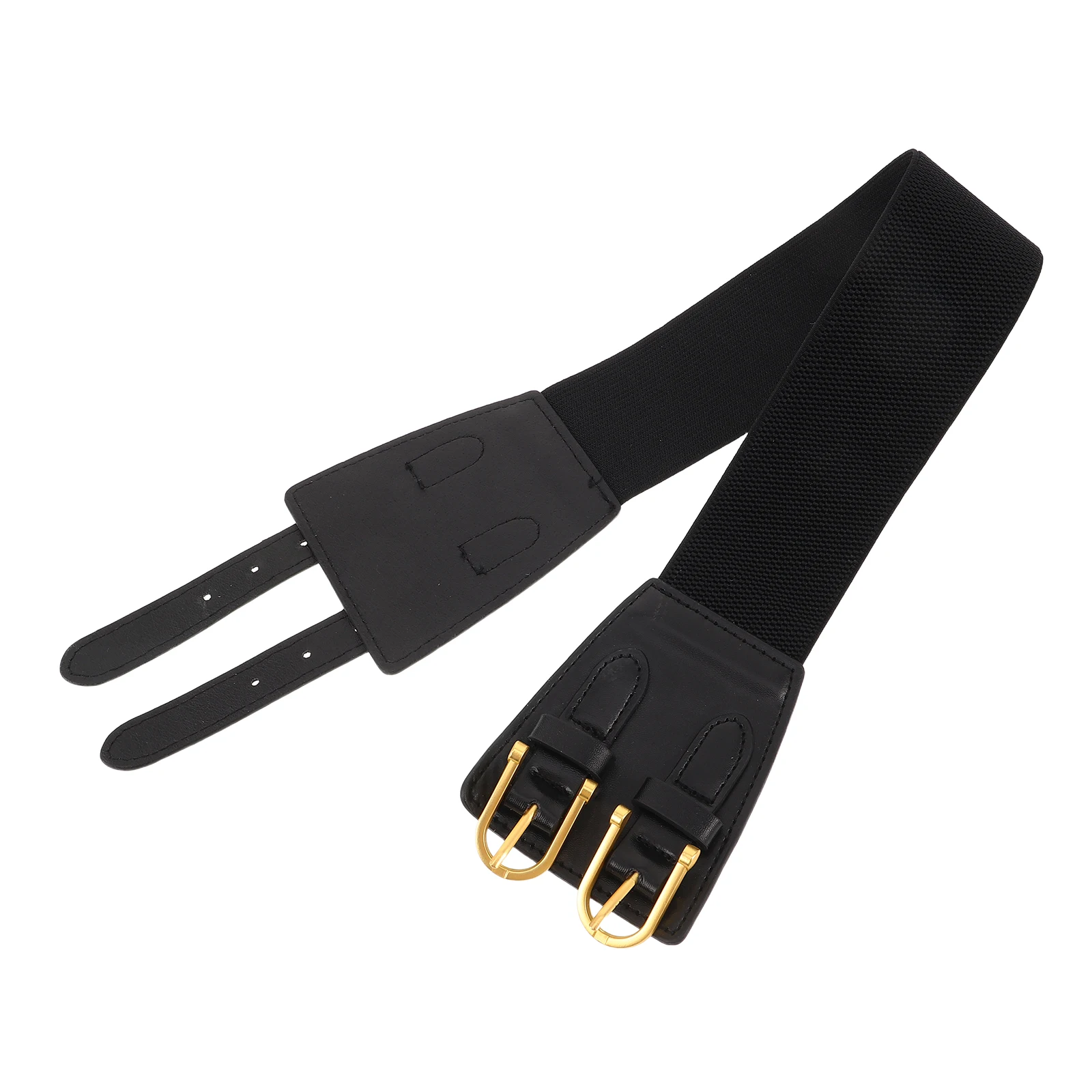 

Women's Retro Belt Adjustable Crop Shirt Tuck Band Cinch Belts for Dresses Vintage Waist Fashion Black Double Buckle Miss