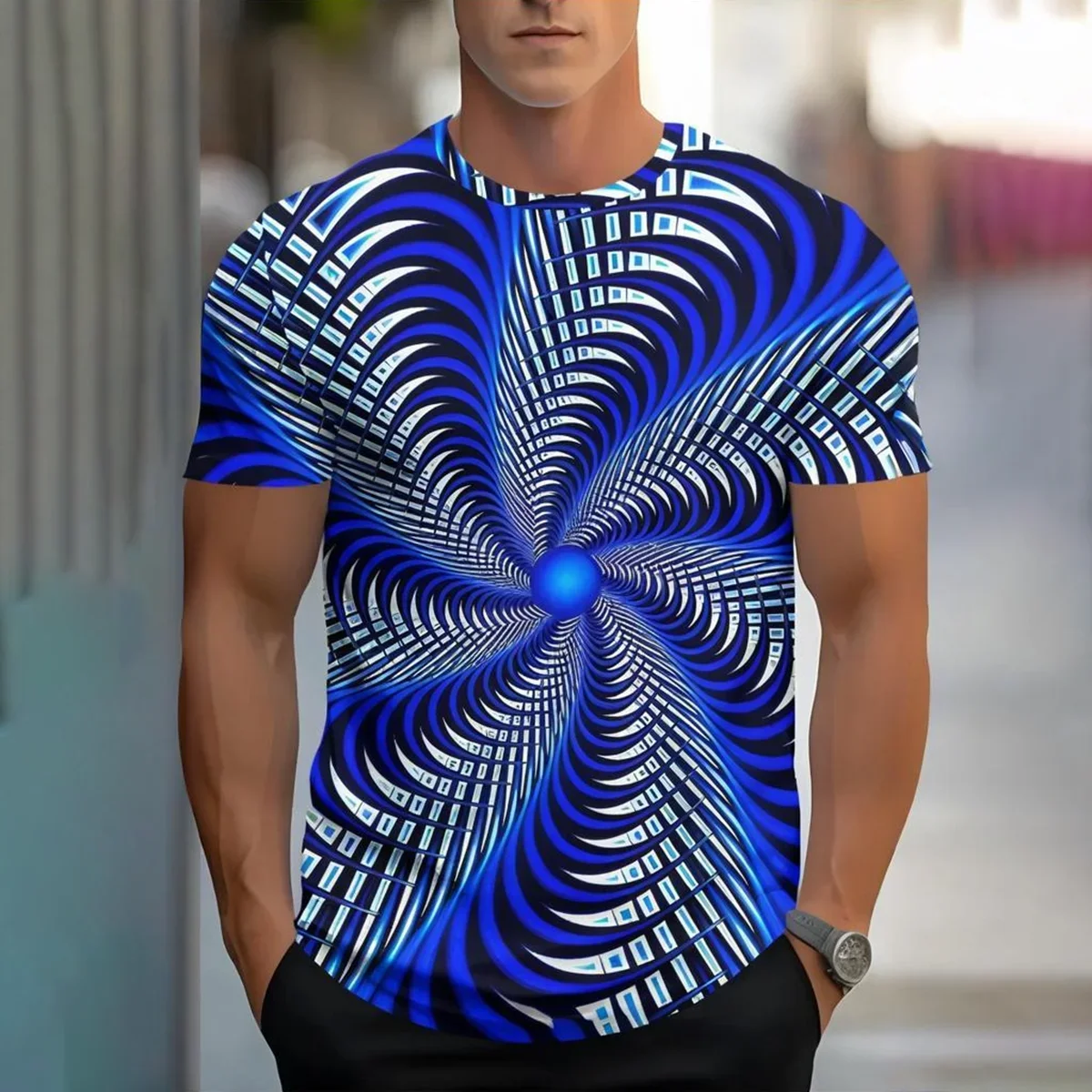 

2025 New Men's 3D Print T-Shirt - Breathable Novel Design, Casual Round Neck Top