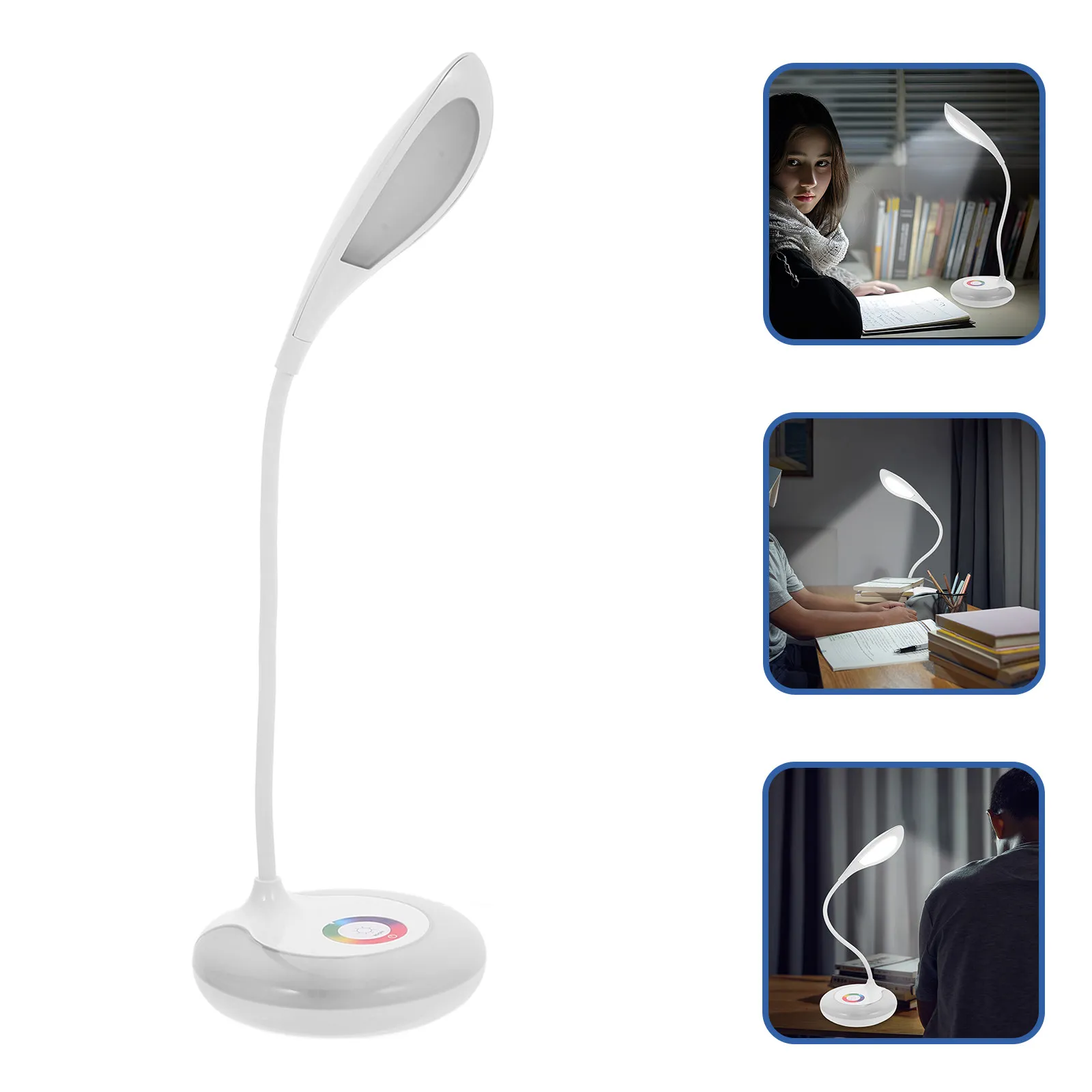 Dimmable Touch Control Desk Lamp White Rgb Light Small Space Saving Table Lamp for Room Nursery Office Study Desk Light