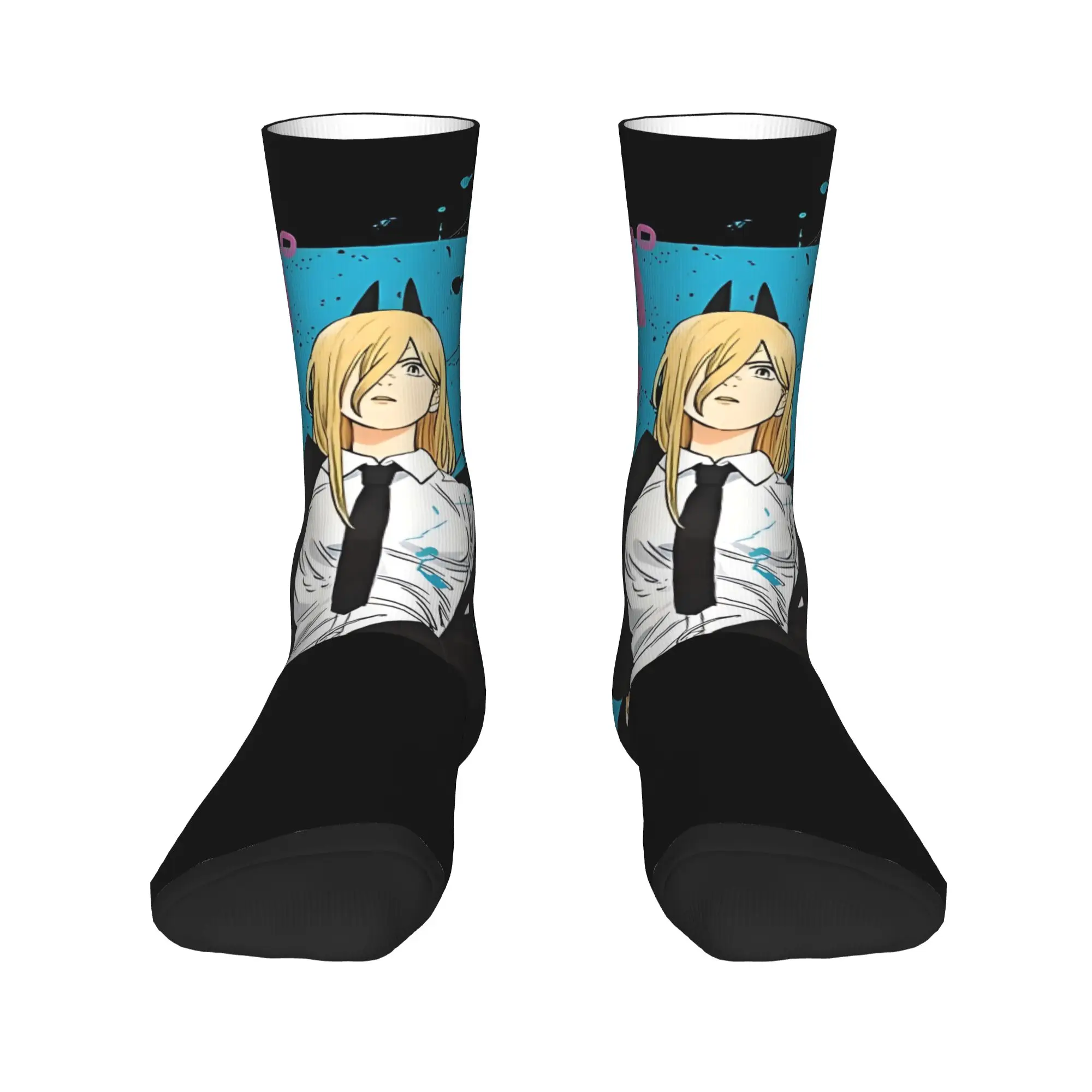 Funny Sock Bandai Chainsaw Man Power Harajuku Seamless Pattern Printed Men Crew Socks Casual Men's Socks