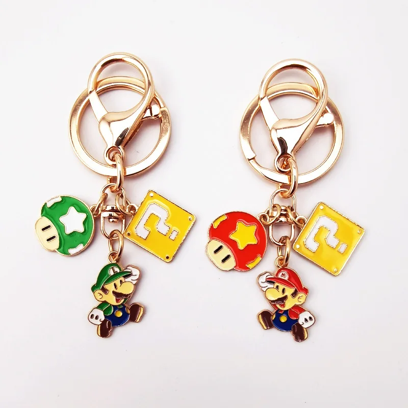 Cartoon Super Mario Bros Keychain Pendant for Man Women Anime Key Chain Accessories Child Bag Charm Decorations Car Key Charms