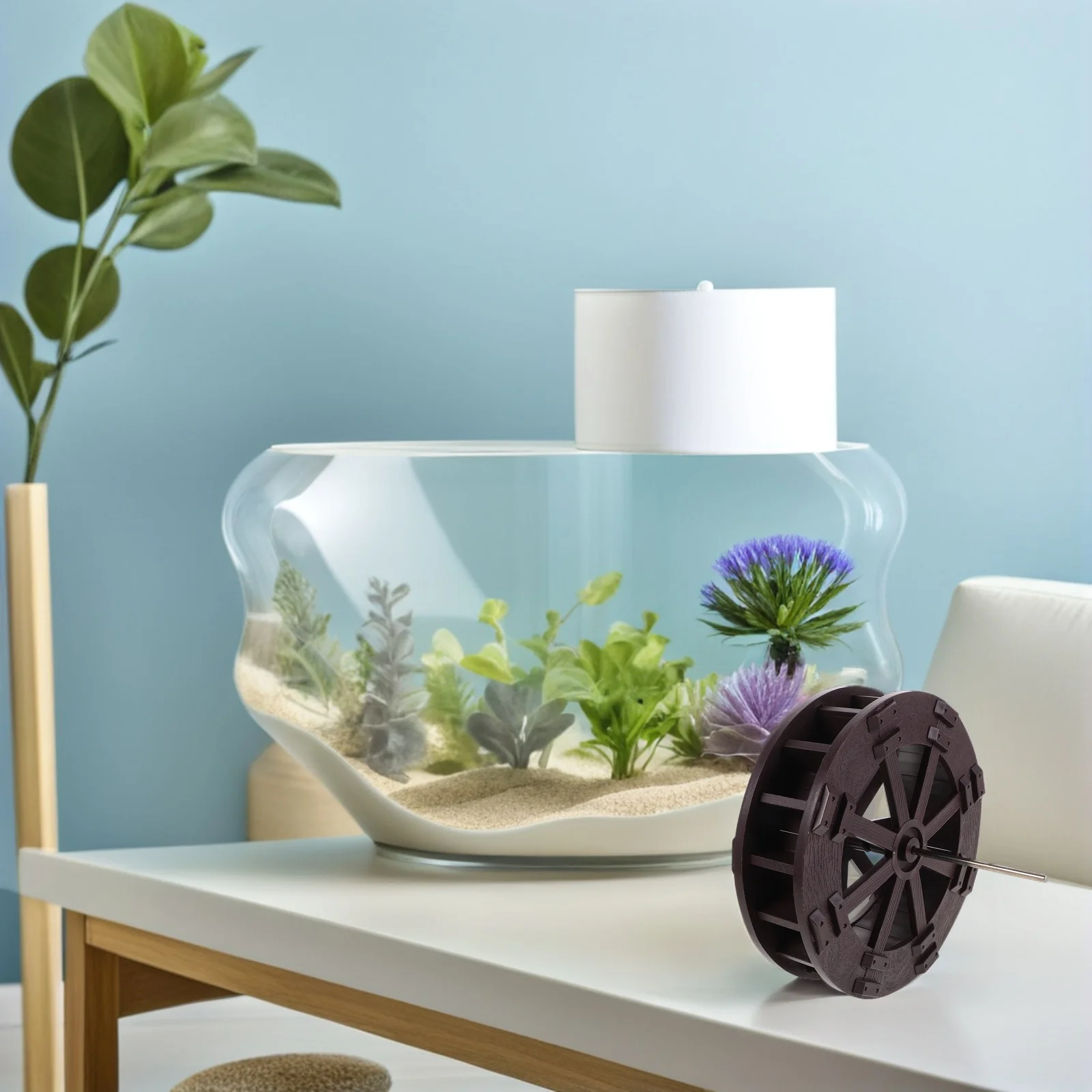 Rueda Feng Shui, decoración de acuario en miniatura, escena de agua de montaña, accesorios para pecera, rueda de agua corriente, fuente de escritorio