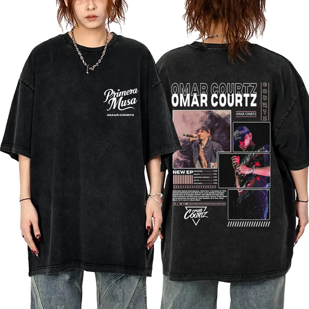 

Washed Vintage Rapper Omar Courtz Graphic T-shirt Primera Musa Album Tour Merch T Shirt Men Women Hip Hop Fashion Trend T-shirts