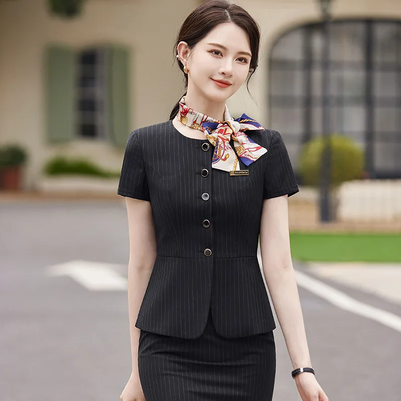 

Business Women's Clothing Summer New Short Sleeve Suit Goddess Temperament Hotel Manager Beauty Salon Jewelry Shop Workwear Suit