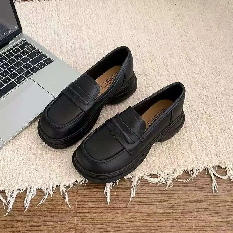 Retro Soft Bottom British JK Style Slip-On Loafers Casual Flat Head Covering Shoes Comfortable All-Season Fashion Footwear