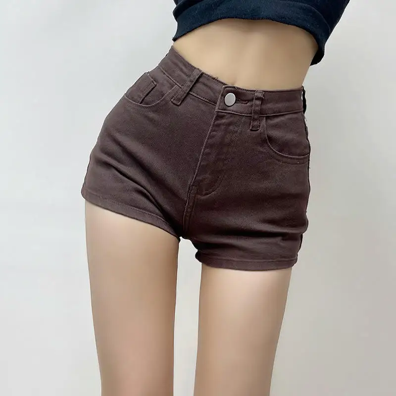High Waist Slimming Denim Shorts Women's Summer Tight Butt Elastic A-Line Hot Shorts INS Trendy Casual Pants High Waist