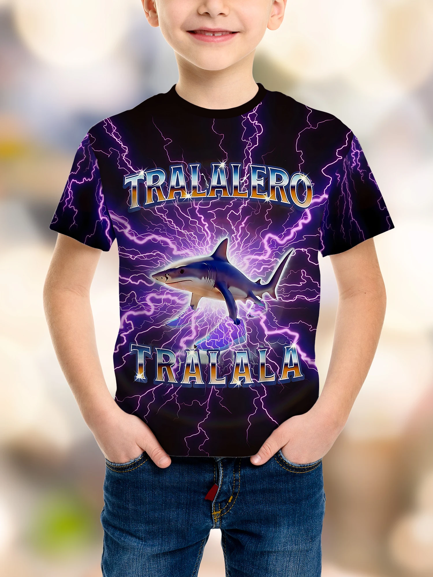 Nowe ubrania Koszulki Moda TungTungTung Sahur Bombardiro Crocodilo Dziecięce koszulki z kreskówkami Garnitur Chłopcy Anime Ai Gra Krótki rękaw