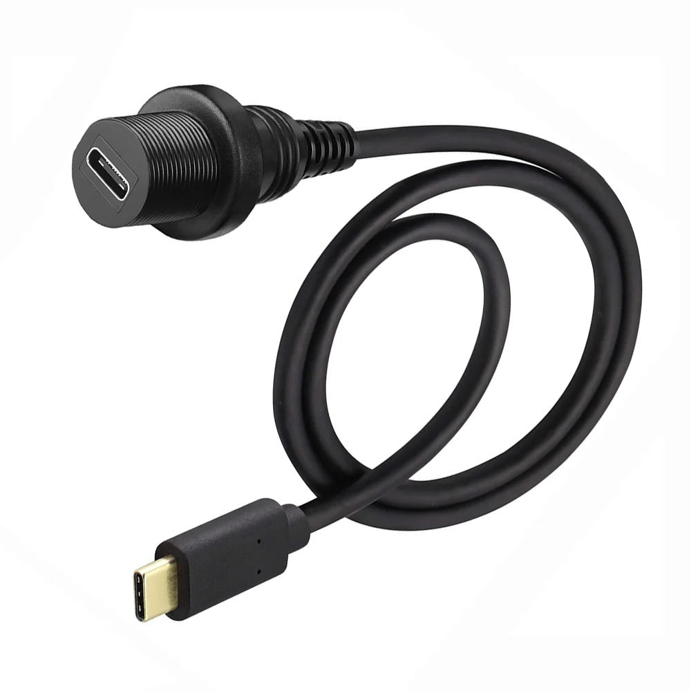 Small Hole USB 2.0/3.0/3.1 Type-C Male To Female Dash Panel Flush Mount Cable with Waterproof Kit for Car Boat Motorcycle