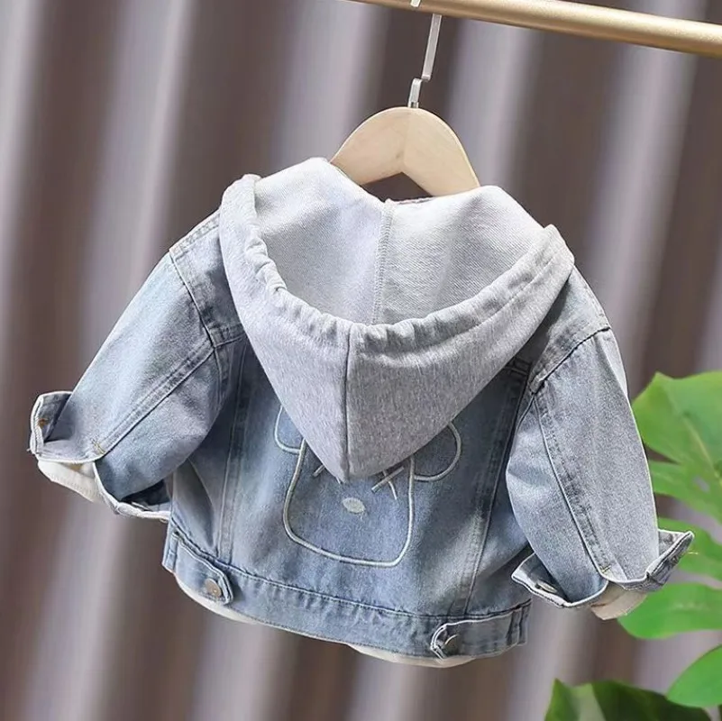 Children\'s Denim Jacket Spring and Autumn Clothes 2024 Fashion Spring Casual Coat For Boy Girl Hooded Jacket Baby Jacket 2-7Y