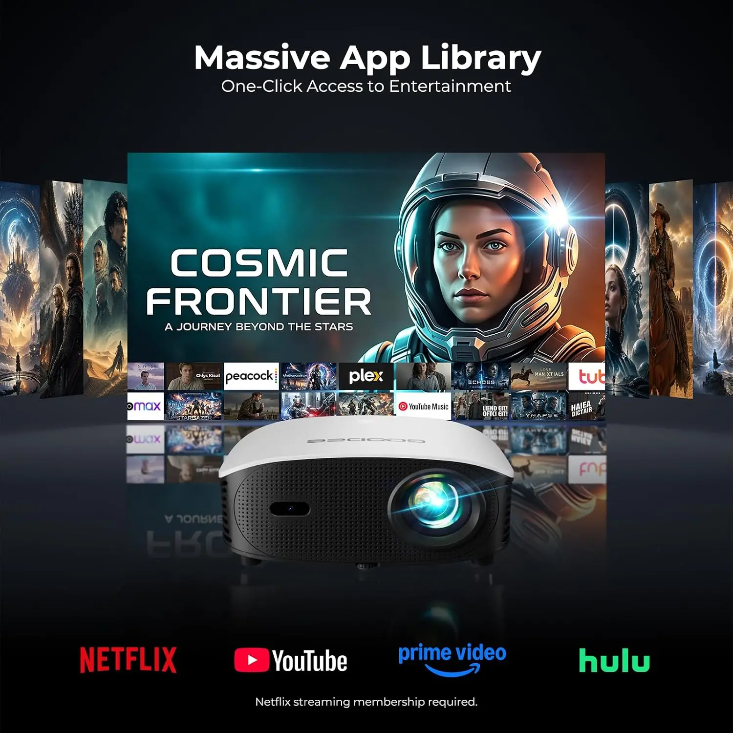 AI Smart Mini Projector with WiFi and Bluetooth - FHD 4K Support, Compatible with Netflix/YouTube, Auto Focus & Keystone, Dolby