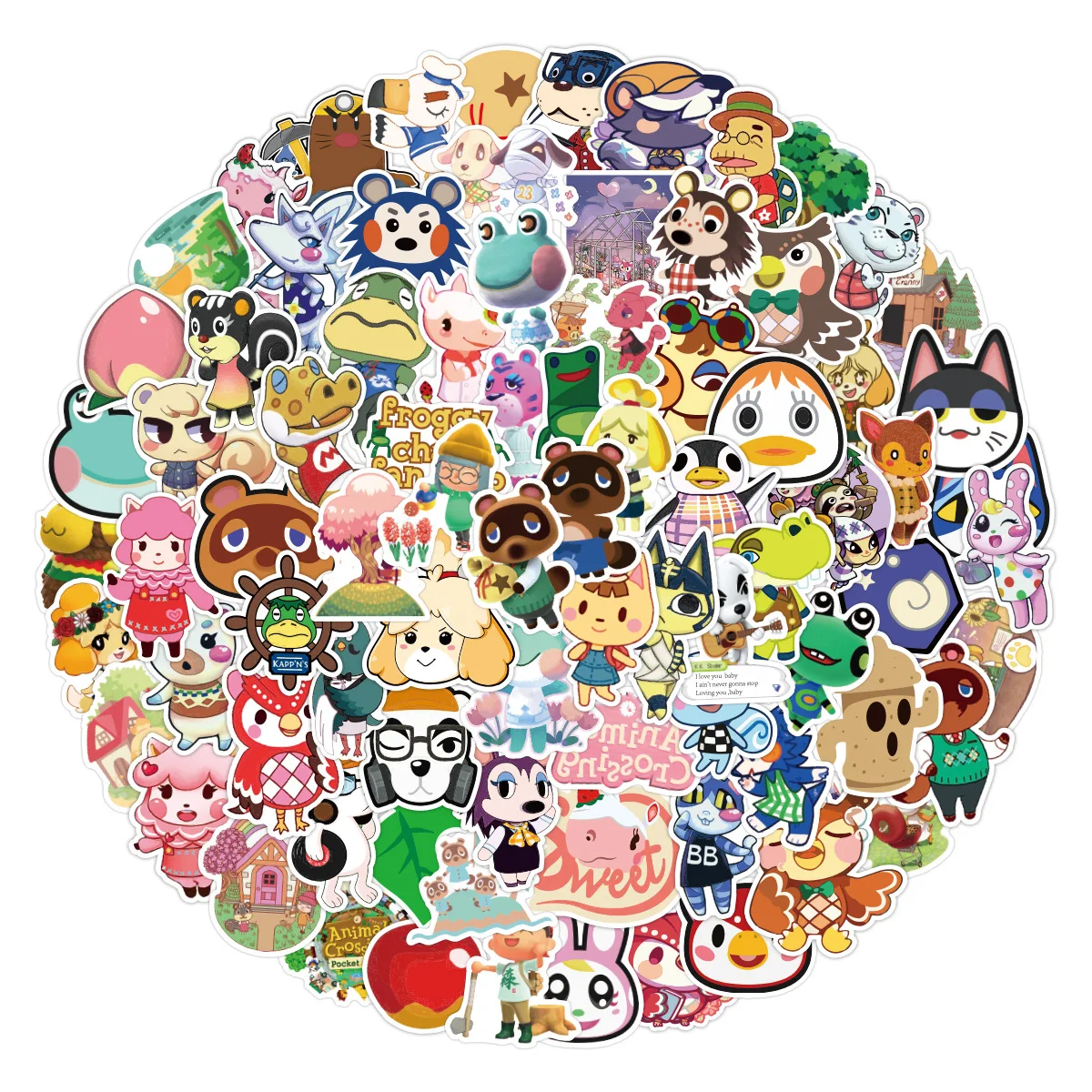 100pcs Animal Crossing Cute Cartoon Graffiti Mobile Phone Notebook Car Waterproof Children's Sticker