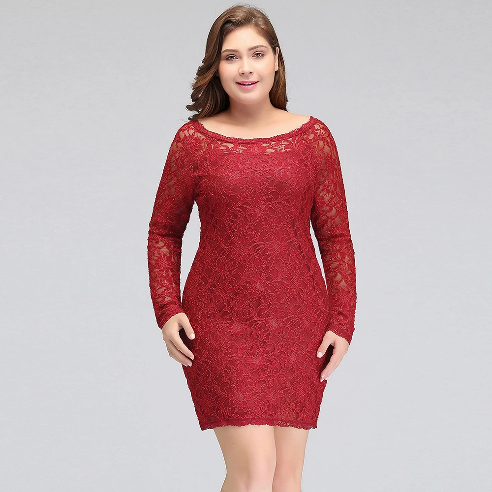 

ROSEINTHEBOX Luxuxy Scoop Long Sleeve Sheath Lace Above Knee 2025 Sexy Girl Cocktail Dresses