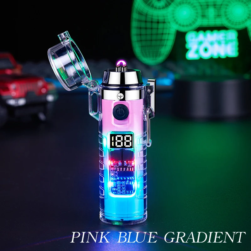 Netizen Transparent Shell Flashlight Arc Lighter Outdoor Adventure Lighting Digital Display Type-C Port Charging
