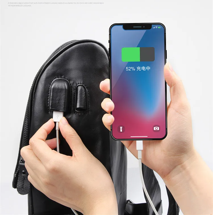 Novo couro genuíno dos homens mochila saco de computador escola estudante sacos ao ar livre mochilas viagem casual carregamento usb macio preto