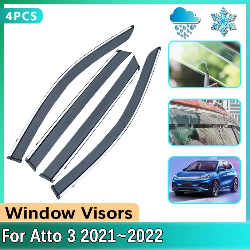 

Car Windows Visor For BYD Atto 3 EV Accessories Yuan Plus 2021 2022 2023 Door Rain Smoke Guard Cover Deflectors Car Accessories