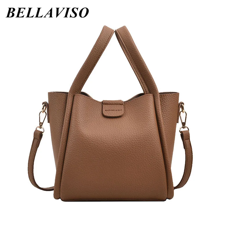 

BellaViso Delicate Women's New Soft PU Leather Shoulder Bag Female's Large Capacity Versatile Bucket Crossbody Bags BLSB-78