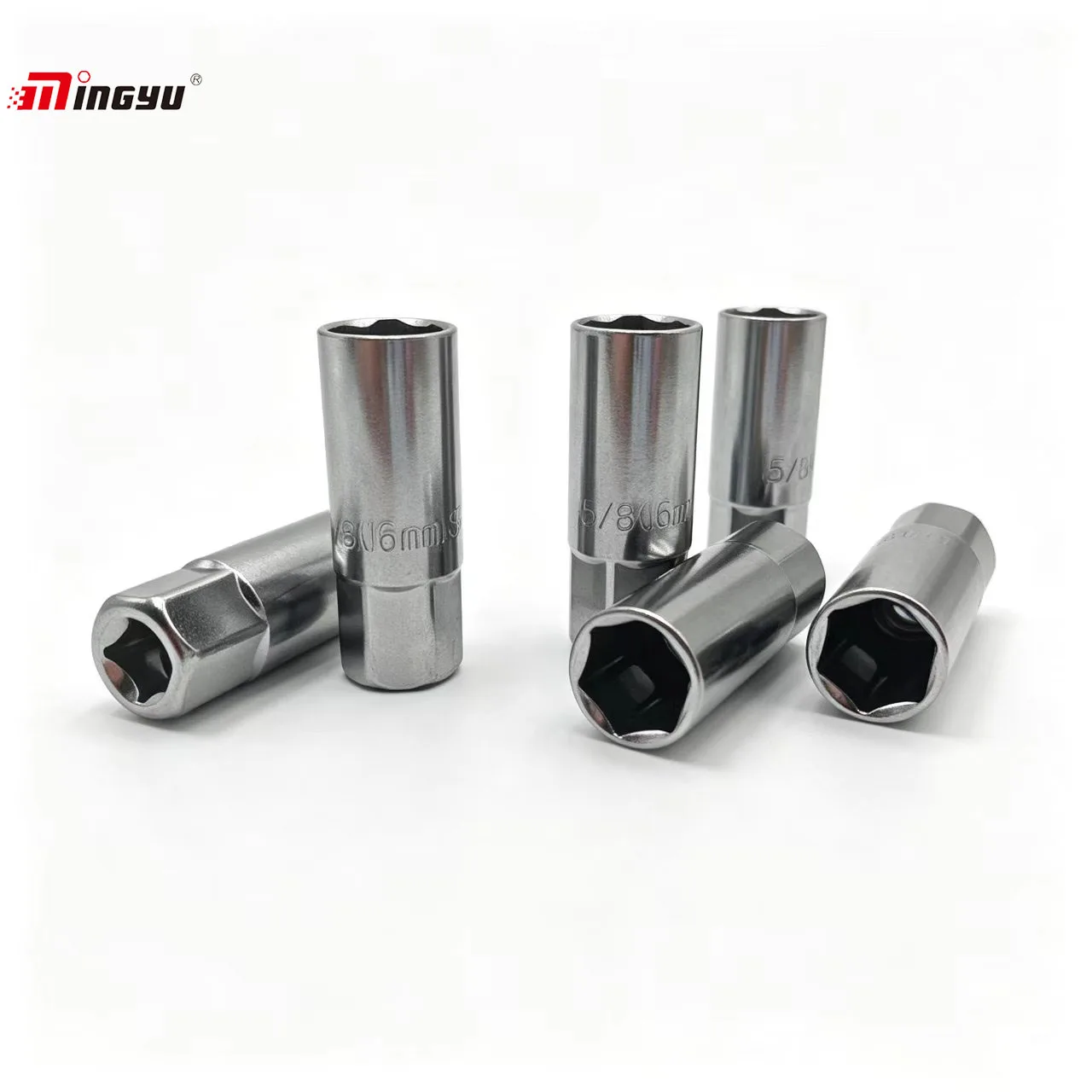5Pcs 1/2 Inch Drive CR-V 16mm Hex 6-Point Spark Plug Socket Deep Chrome for Car Motorcycle Engine Repair Removal Tool