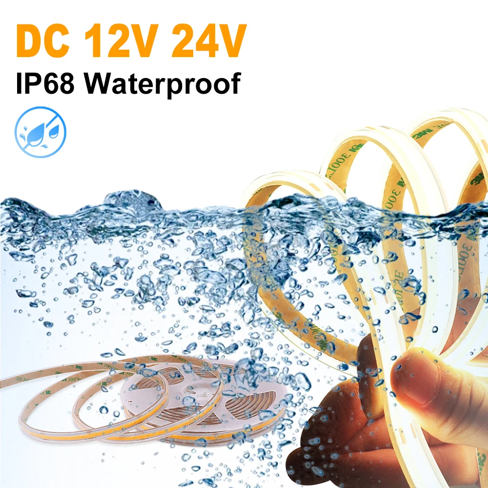 12V 24V IP68 Waterproof LED Strip Light IP68 10mm Dimmable LED Strip 3000K/4000K/6000K/Ice Blue/Blue/Red/Golden Yellow LED Tape