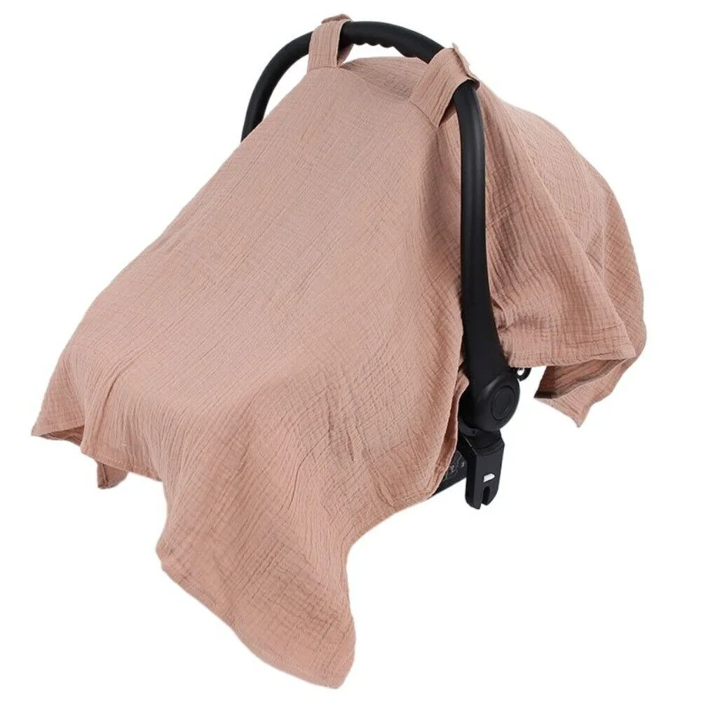 

New Gauze Baby Stroller Cover Sunshade Cotton Baby Basket Cover Light Breathable Sunscreen Baby Safety Seat Cover Newborn